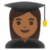 👩🏾‍🎓 woman student: medium-dark skin tone display on Google